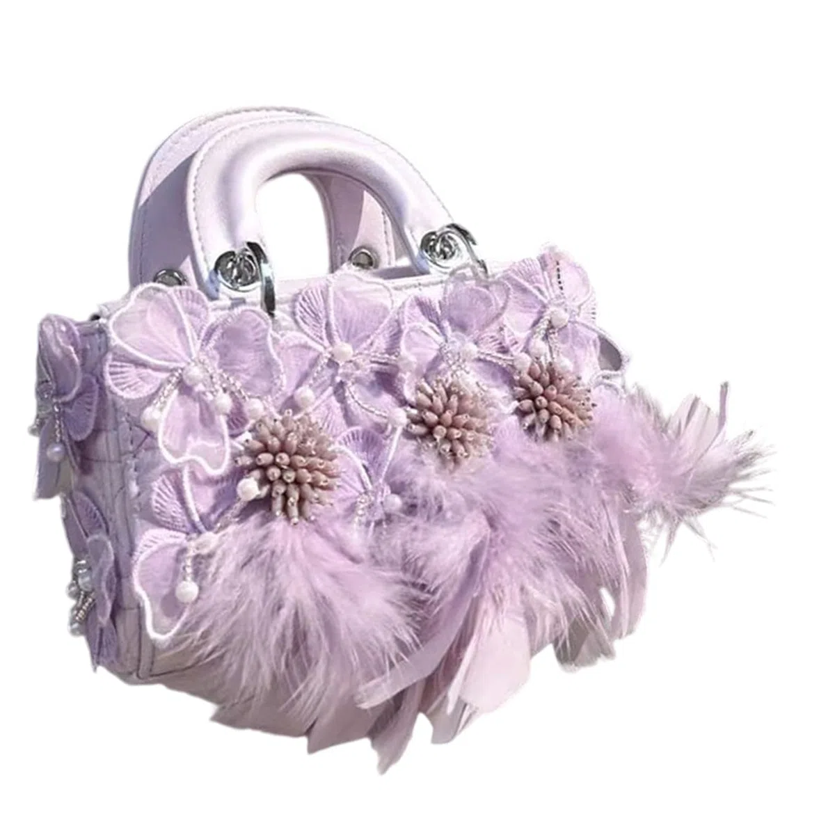 Bolso cruzado de encaje con plumas y cuentas, correa de hombro ajustable, bolso de mano de piel sintética para mujer, fiesta, citas, uso diario, bolsa cuadrada con correa ajustable