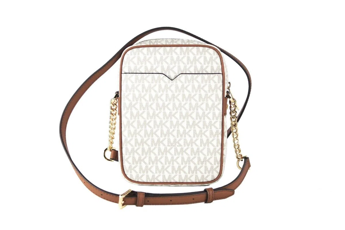 Michael Kors Jet Set Travel Signature - Bolsa bandolera de PVC con logotipo mediano