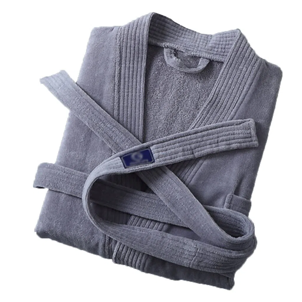 XUEMML Albornoz Kimono Largo De SPA Suave para Mujer, Albornoz De Rizo De Algodón 100%, Albornoces De Hotel Unisex, Albornoz Largo De SPA para Mujer Ropa De Dormir (Color : Dark Grey, Size : XL)