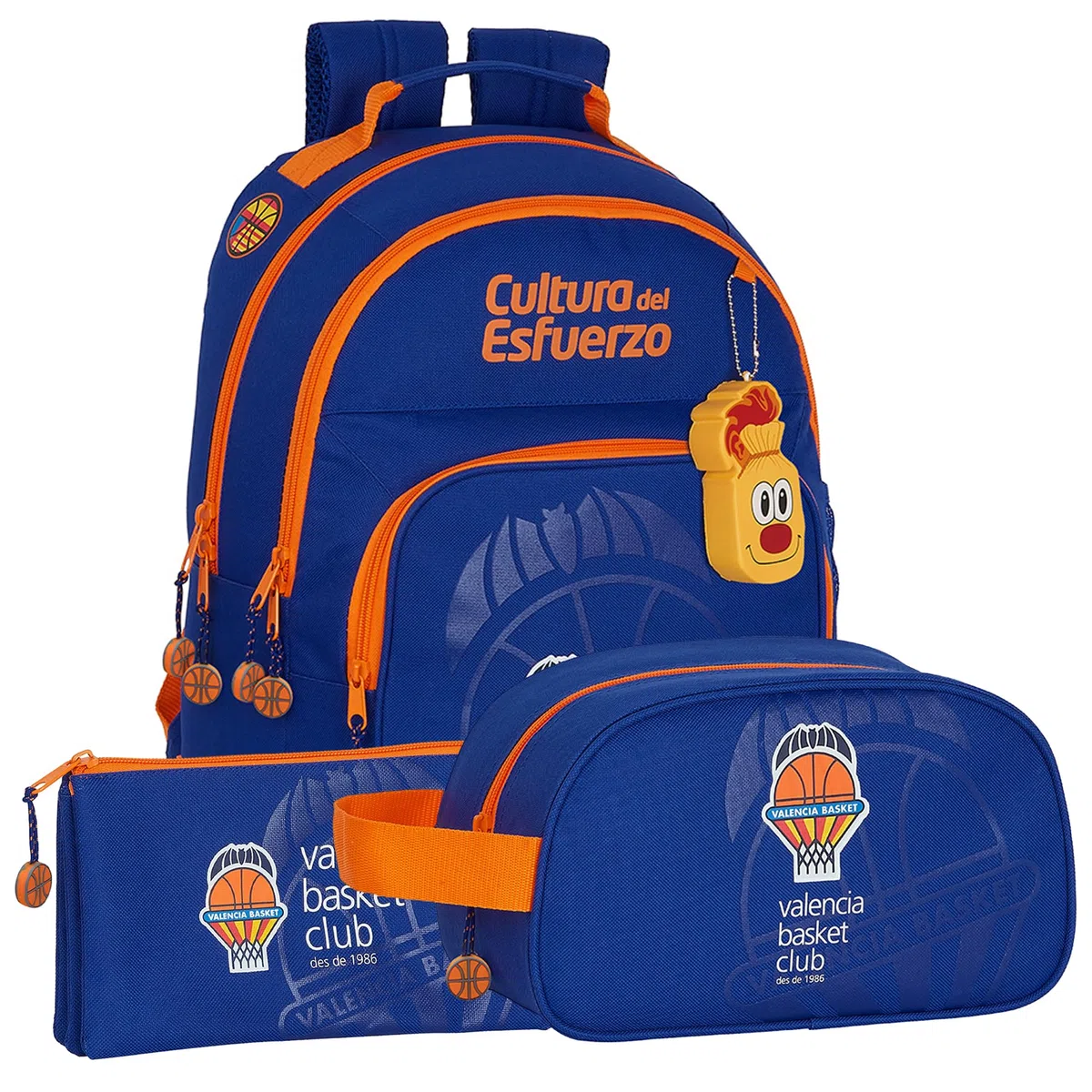 SAFTA | Pack 3 Piezas VALENCIA BASKET Mochila, Estuche y Neceser Diseño Único y Licencia Oficial VALENCIA BASKET