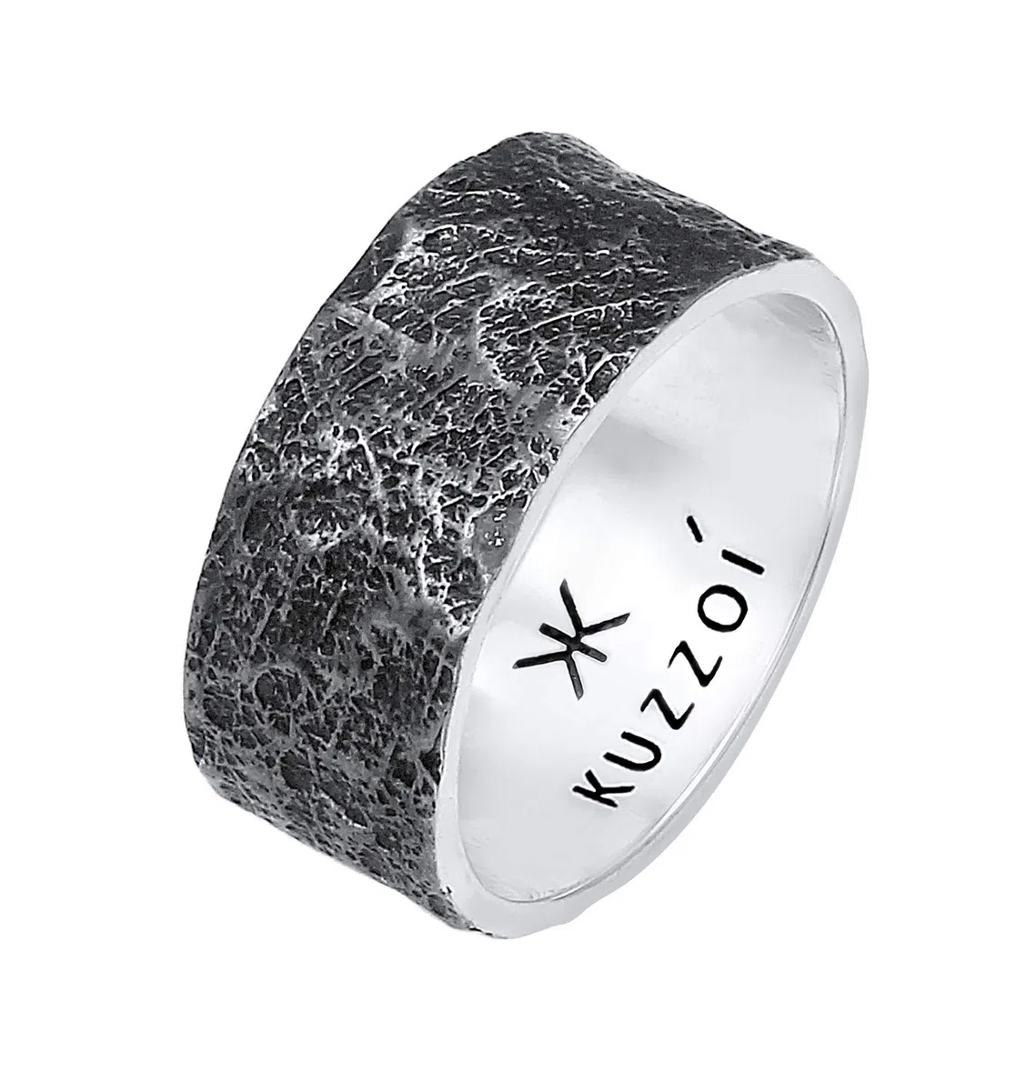 Kuzzoi Anillo para hombre (10 mm), forjado a mano, de plata 925