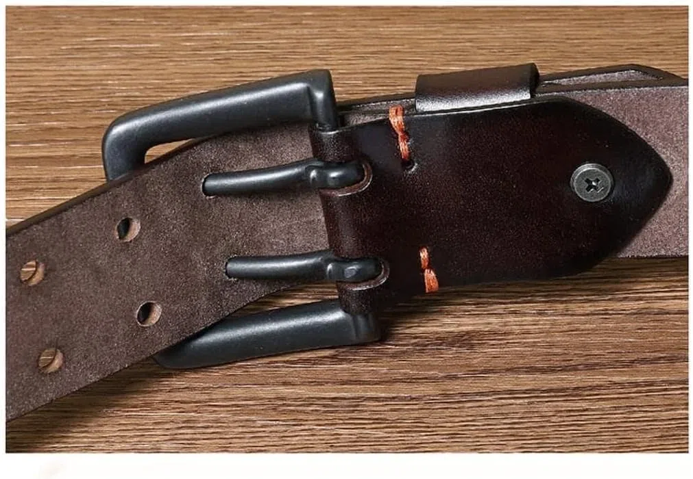 HSHTTKL Cinturón de Piel de Vaca con Hebilla de aleación de púas, Cinturones para Regalo, Pantalones de Golf para Hombre, Camisas, Cinturones de Vestir Casuales