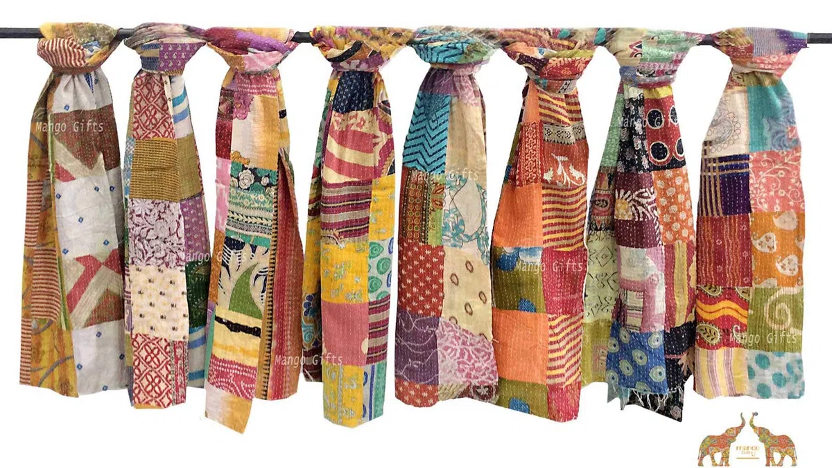 Pañuelos de algodón Kantha estilo vintage, 10 unidades