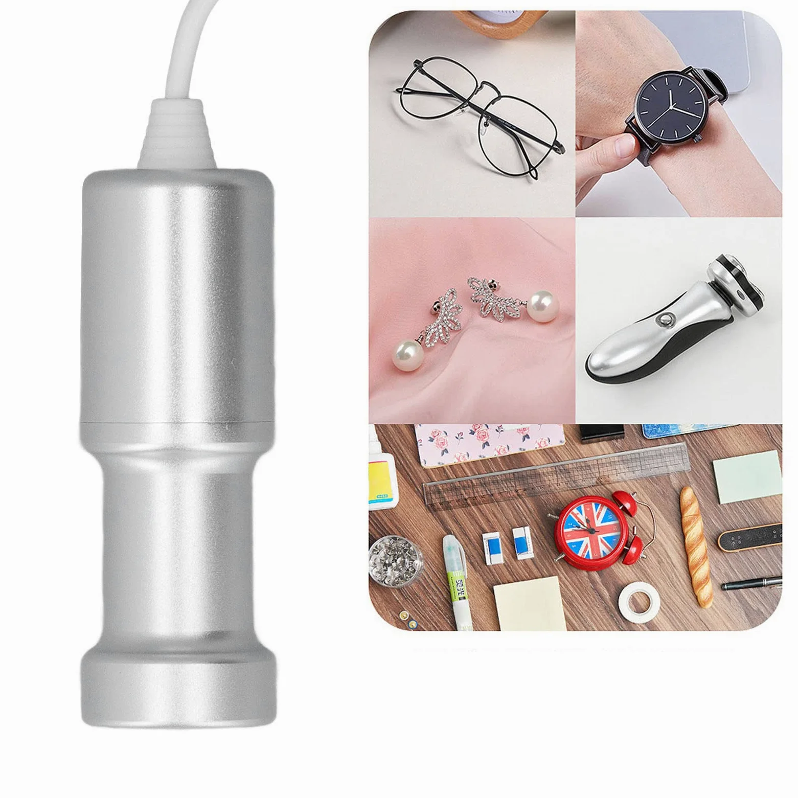 Limpiador Ultrasónico de Joyas, Máquina Ultrasónica Portátil de Bajo Ruido, Mini Limpiador Sumergible para el Hogar