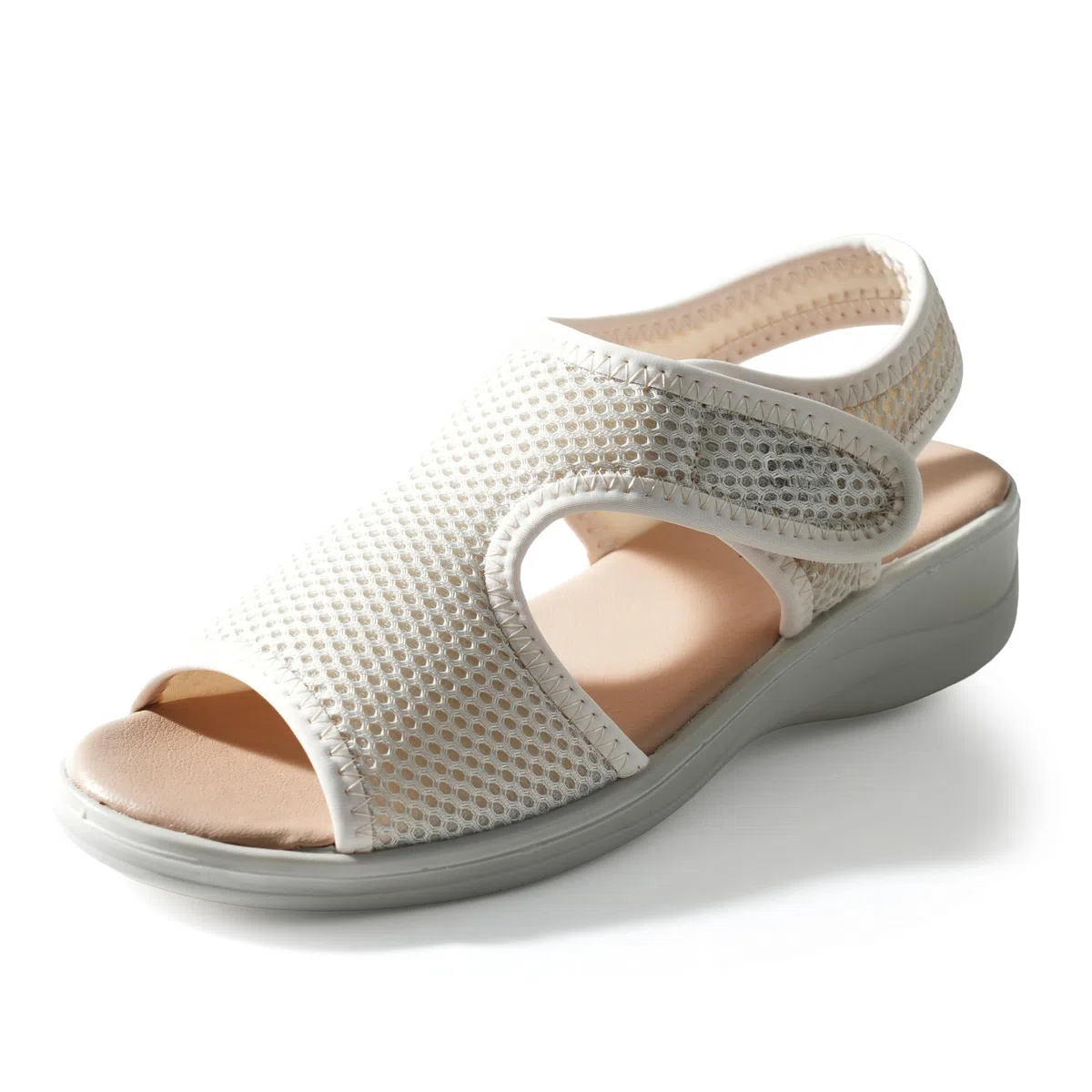 Sandalias de mujer confort ortopédicas con ajustable ideal para personas mayores Empeine malla transpirable cuña 4,5 cm suela amortiguada antideslizante ideal pies sensibles verano
