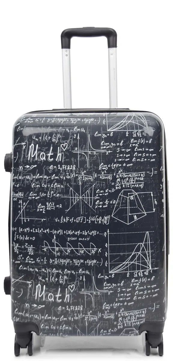 A1 FASHION GOODS Maleta de cuatro ruedas con impresión de maleta rígida para equipaje, matemáticas, números, álgebra, Black, M, Equipaje rígido expandible con ruedas giratorias