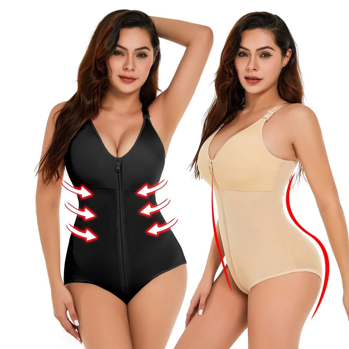 MMRTDJDR Body para Mujer Fajas De Control De Abdomen Faja Postquirúrgica Body Faja Levantador De Glúteos De Talla Grande,Black-Large