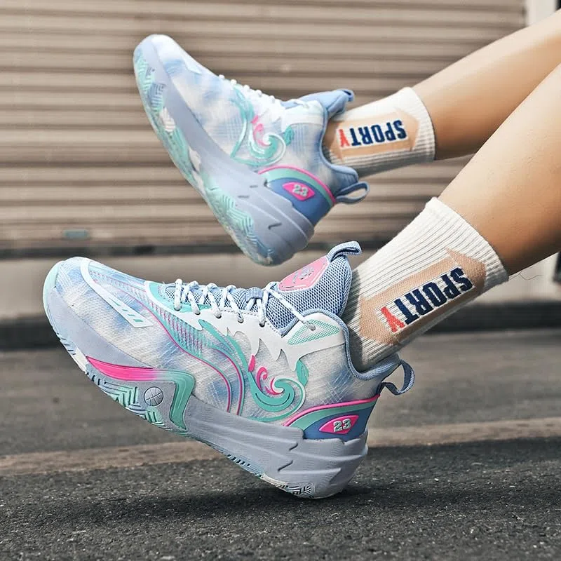 Zapatillas de Baloncesto Unisex caña Alta con Malla Transpirable y Antideslizante, Botas Deportivas Entrenamiento Moda Zapatos para Caminar