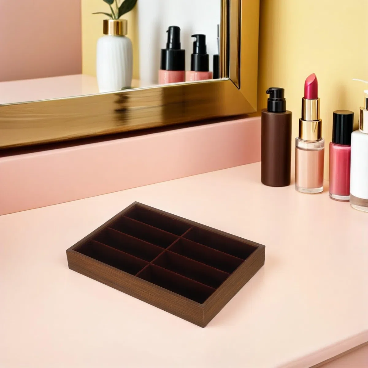 Ipetboom Organizador de Gafas de Madera 8 Compartimentos Amplios y Base Antideslizante, Caja para Guardar Gafas de Sol Ligera y Elegante para Uso en Hogar