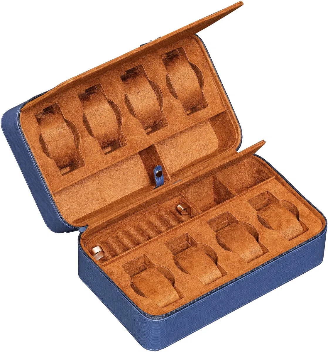 ROTHWELL Estuche organizador de viaje para 8 relojes, 2 pares de gafas de sol, anillos y gemelos, protección portátil resistente con cremallera, se adapta a todos los relojes de pulsera y relojes