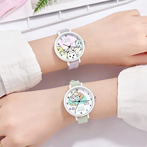 Reloj de niña Reloj de Dibujos Animados Relojes Luminosos Niñas Niños Estudiantes Relojes de Pulsera Reloj de Regalo Relojes Transparentes para niñas (Color : Light Purple)