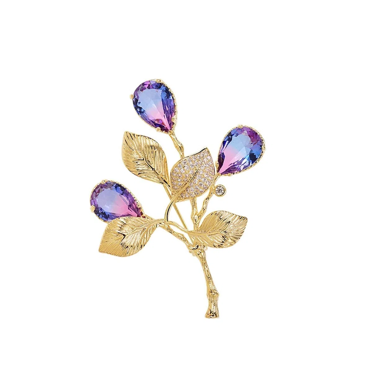Broche de solapa Ladies Broche de gama alta exquisito encantador broche ropa bufanda chal sombrero de decoración Accesorios (azul de oro/oro púrpura) Accesorio para disfraz de mujer y niña.