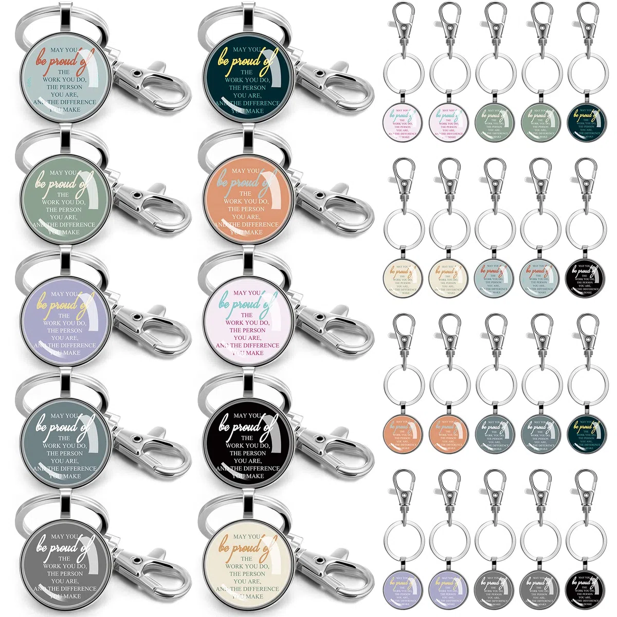 20 llaveros de agradecimiento inspiradores para mujeres, con texto en inglés "May You Be Proud", regalos de agradecimiento, llaveros motivacionales, regalos de agradecimiento a granel para familiares,