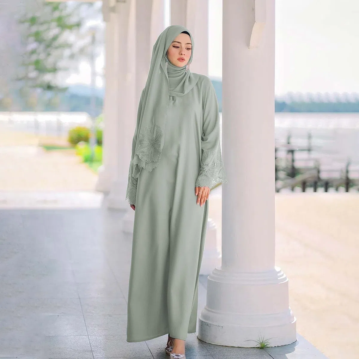 Trajes Islámico Ramadán para Mujeres Manga Larga Suelto De Oración Abaya Kaftan Burqa Mujer Dubai árabe una Pieza para Eid Ramadán Vestido Musulmán con Rosario