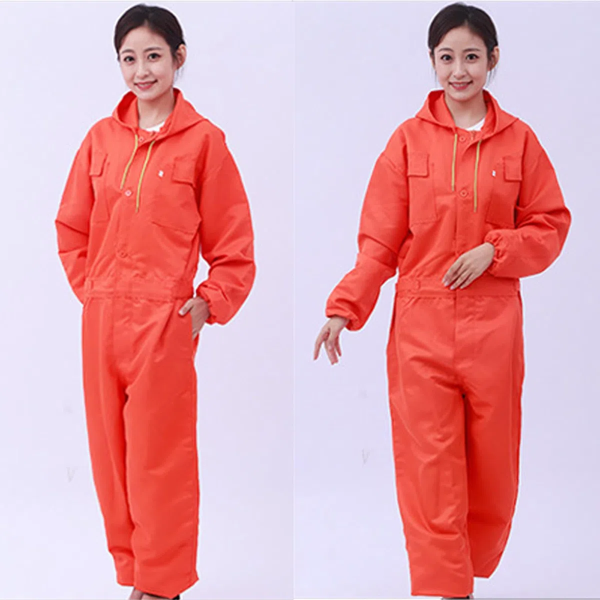 Monos Unisex Con Capucha Mono Ropa De Trabajo De Manga Larga Con Puños Elásticos Y Cintura Ajustable