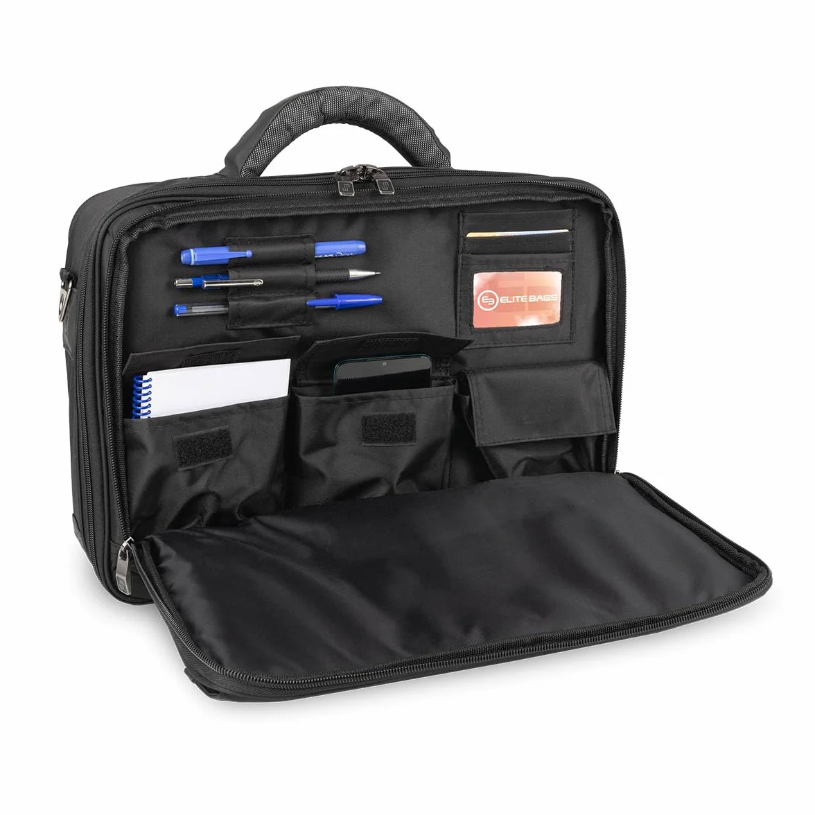 ELITE BAGS Doctor´S Bolsa del médico (Gris-Negro) | Sistema de transporte integrado y plegable; bolsillos modulares extraíbles, ampullarium