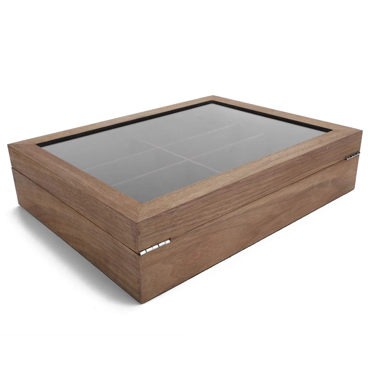 Bewinner Caja de Almacenamiento de 8 Gafas de Rejilla, Vitrina de Madera Maciza y Vidrio para Gafas de Sol, Organizador de Joyas con 8 Compartimentos Separados, Decoración de Viajes y Hogar