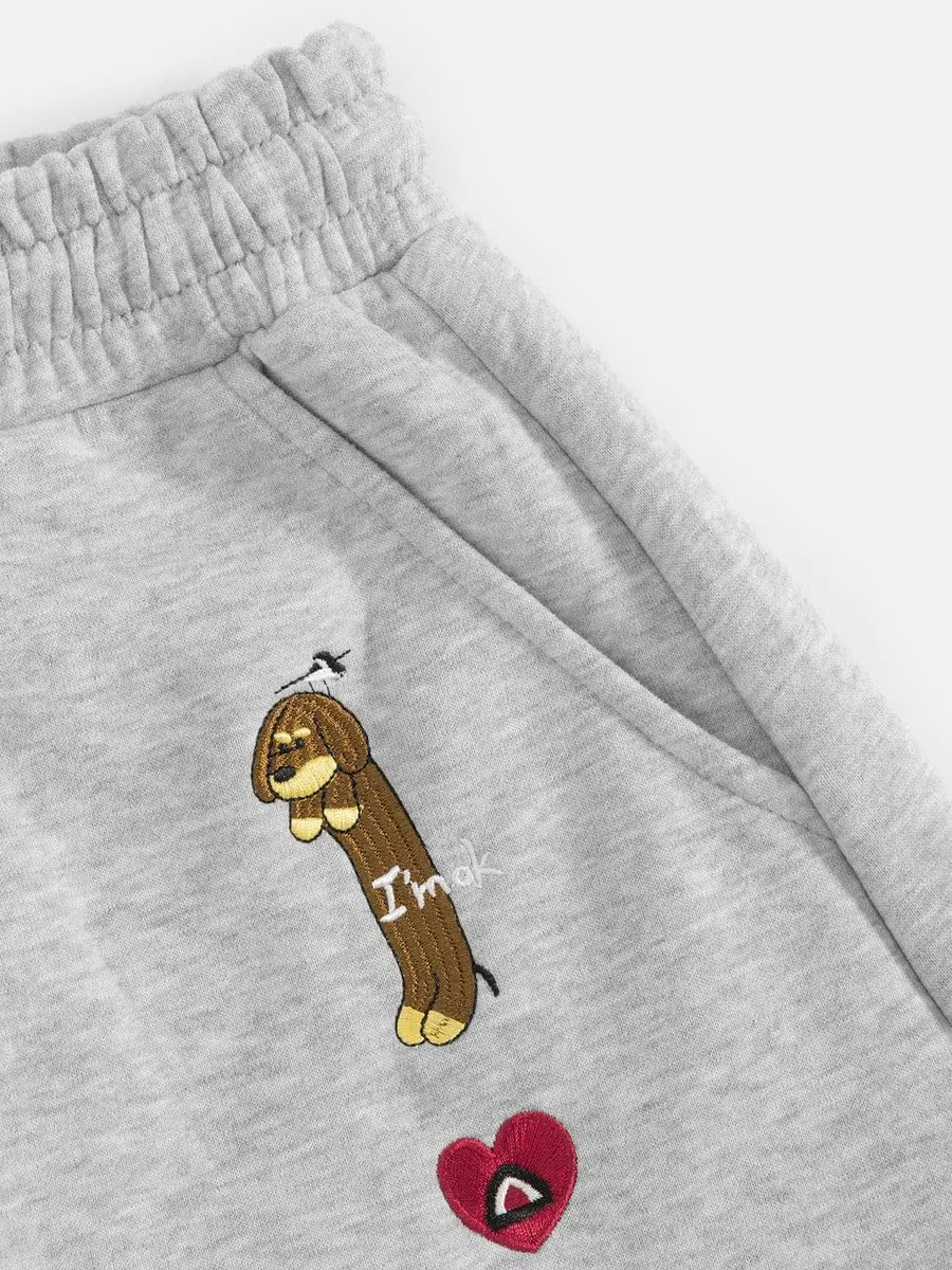 Aelfric Eden Pantalones de chándal holgados para hombre y mujer, diseño de perro salchicha, pantalones de algodón con cordón, pantalones de ocio Y2K Streetwear con bolsillos