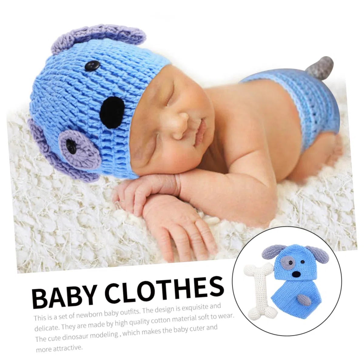 Gatuida Conjunto Ropa Tejida Mano Para Fotografía De Bebés De Accesorios De Modelado De Sombrero Pantalones Cortos Azul