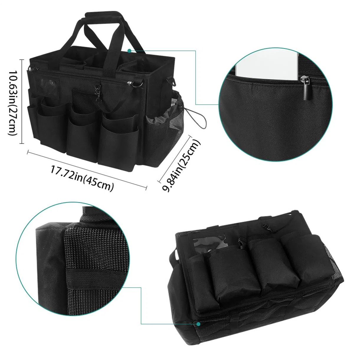 Bolsa para Productos De Limpieza Organizador Plegable Herramientas Malla | Saco Para Labores Domésticas Sprays, Limpiadores, Cepillos, Trapos para Baño, Cocina, Lavado Aut