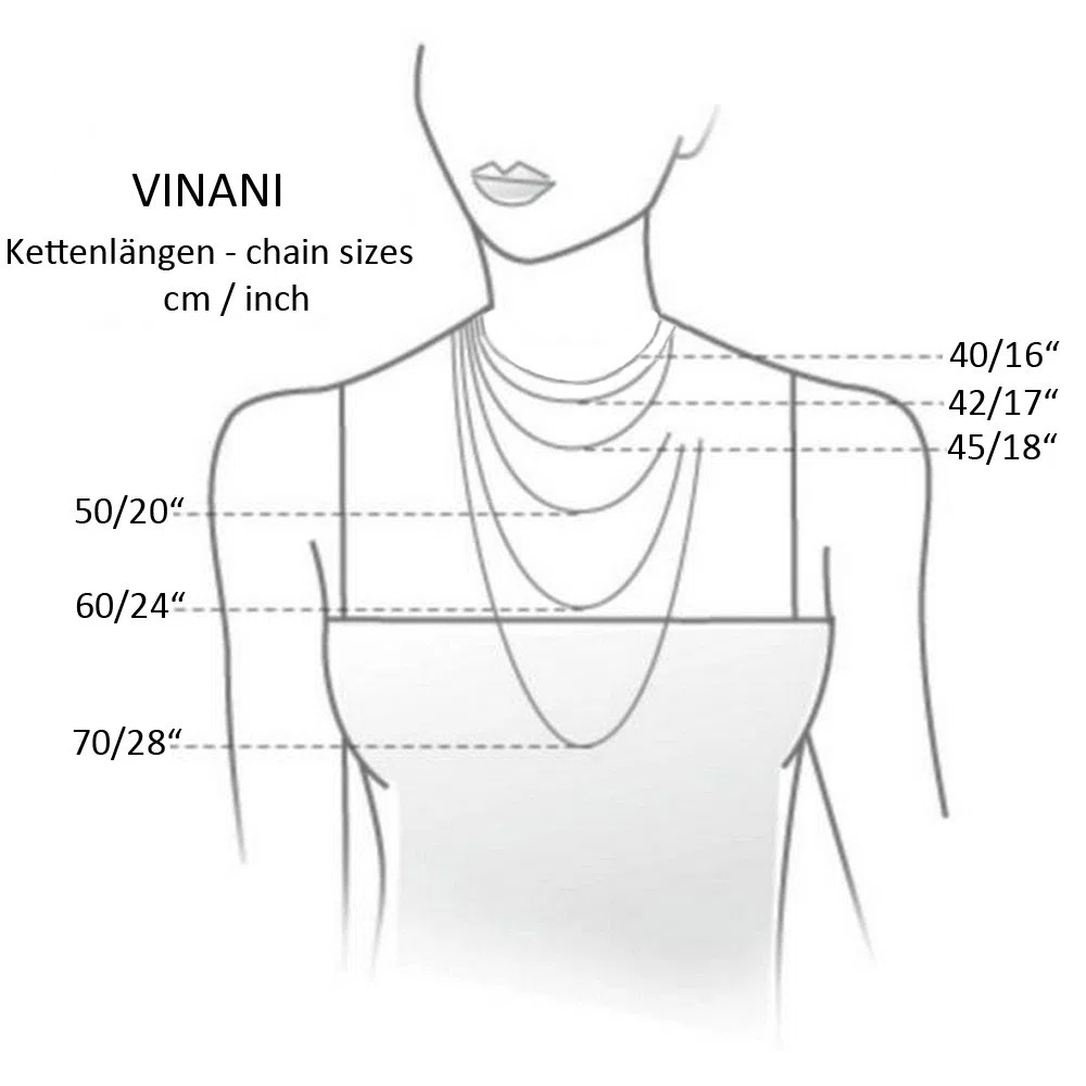 Vinani TKK42 - Cadena de Eslabones, 1,3 mm 42 cm, Plata de Ley 925, Collar
