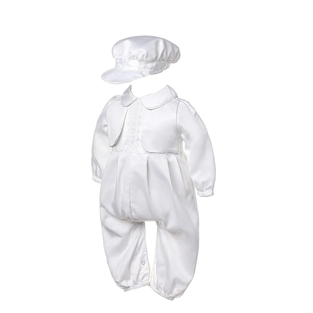 Trajes de bautizo para bebé niño 2 piezas 1 año cumpleaños blanco bautizo conjunto con gorra
