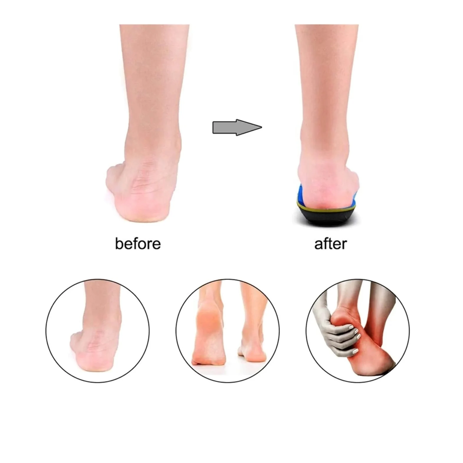 Plantillas Ortopédicas Plantillas ortopédicas for pies planos, plantilla con soporte for arco, ortesis Plantar, inserciones for el dolor en talón, botas, zapatillas, hombres y mujeres