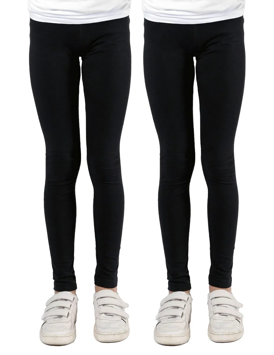 Leggings para niña, Ropa Niña, Pack Doble, Opacos, Elásticos, Resistentes, Cómodos, Versátiles, Combinables, Color Negro, Tallas 92-176, 116-122 cm