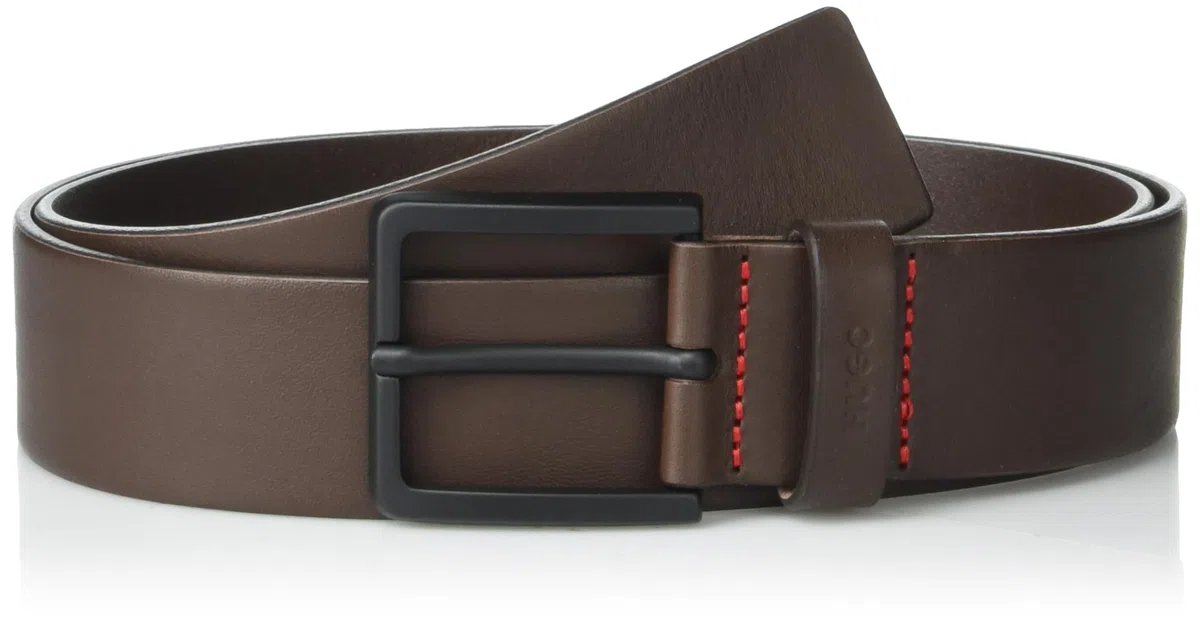 HUGO Matte Buckle Smooth Leather Belt Cinturón Hombre