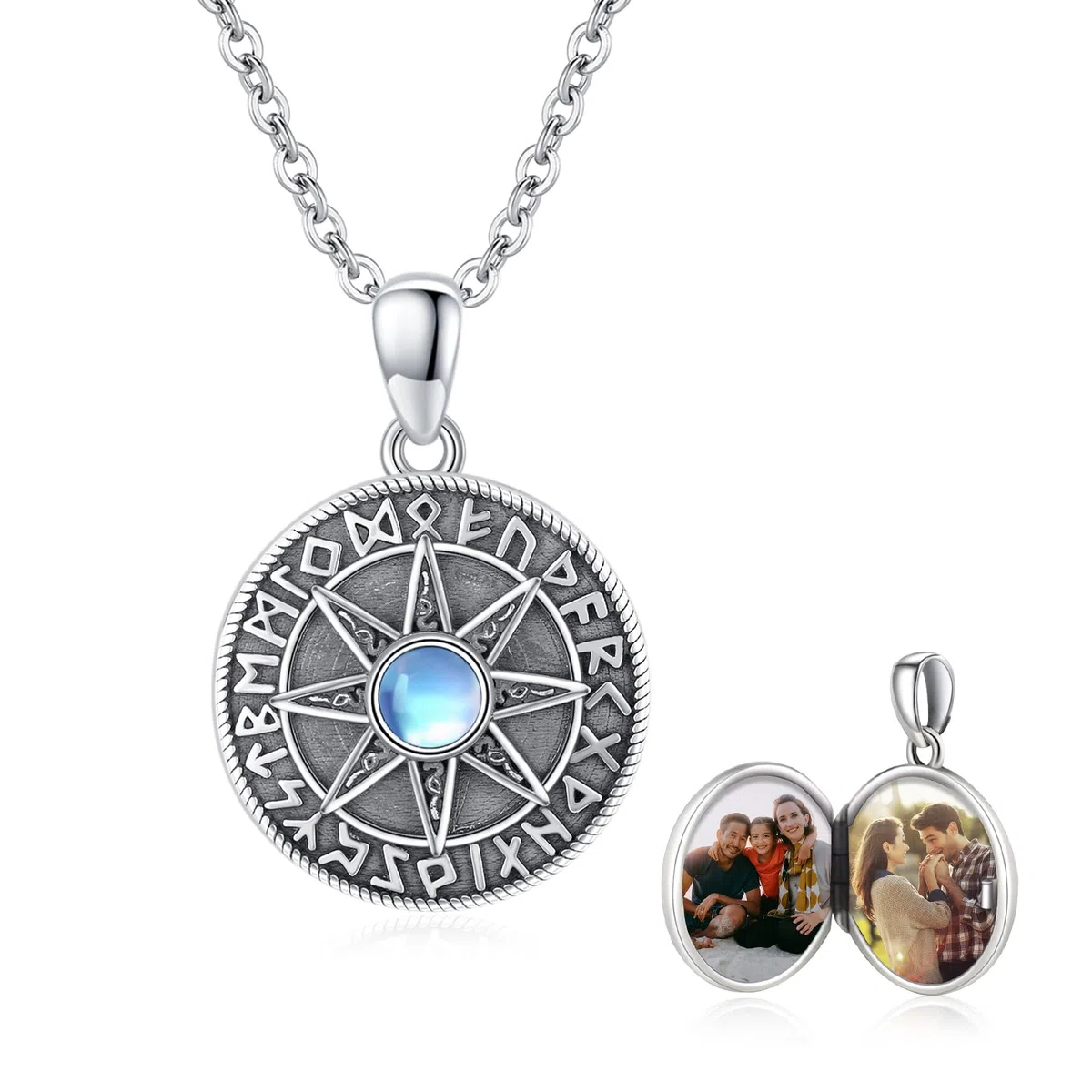 REDSUN Collar con medallón de corazón de plata de ley 925 con colgante de mariposa y foto de cristal azul/rosa/rosa rojo amuleto para mujeres fotos colgantes personalizados regalos para novia, esposa,