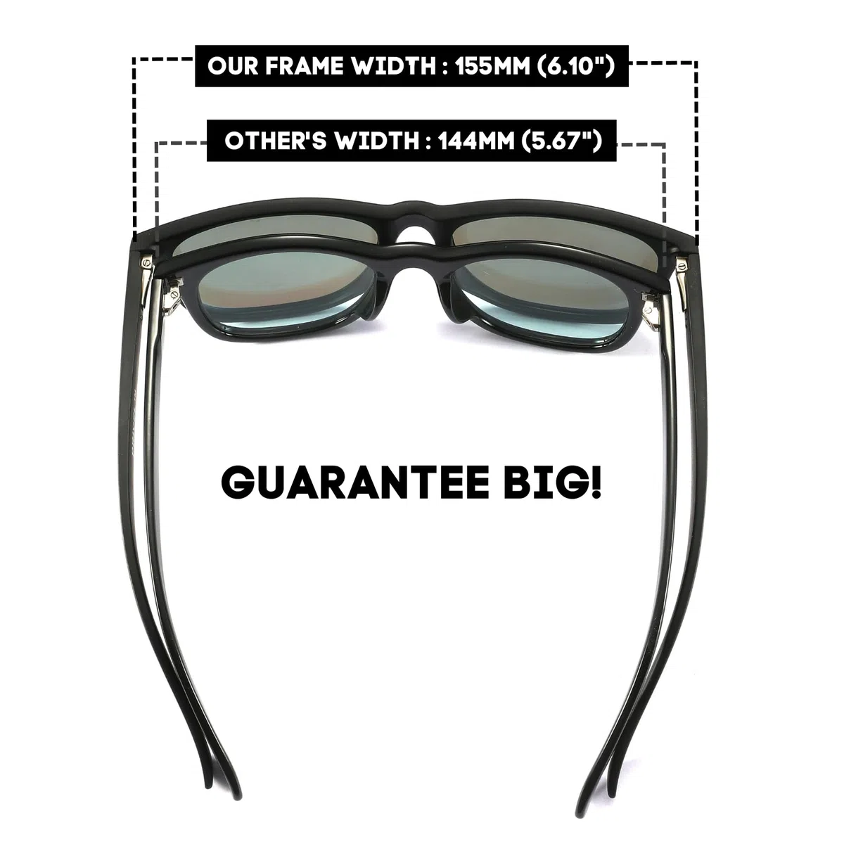Gafas de sol polarizadas extragrandes de 155 mm para hombres y cabezas grandes y anchas, TR90, ultraligeras, protección UV400