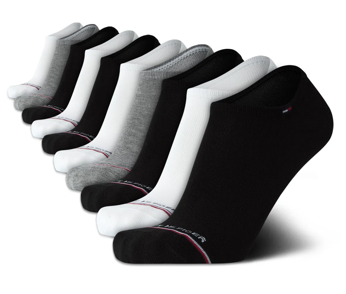 Tommy Hilfiger Calcetines invisibles para hombre, paquete de 10 calcetines tobilleros de mezcla de algodón para hombre, forro de corte ultra bajo para mocasines y tenis