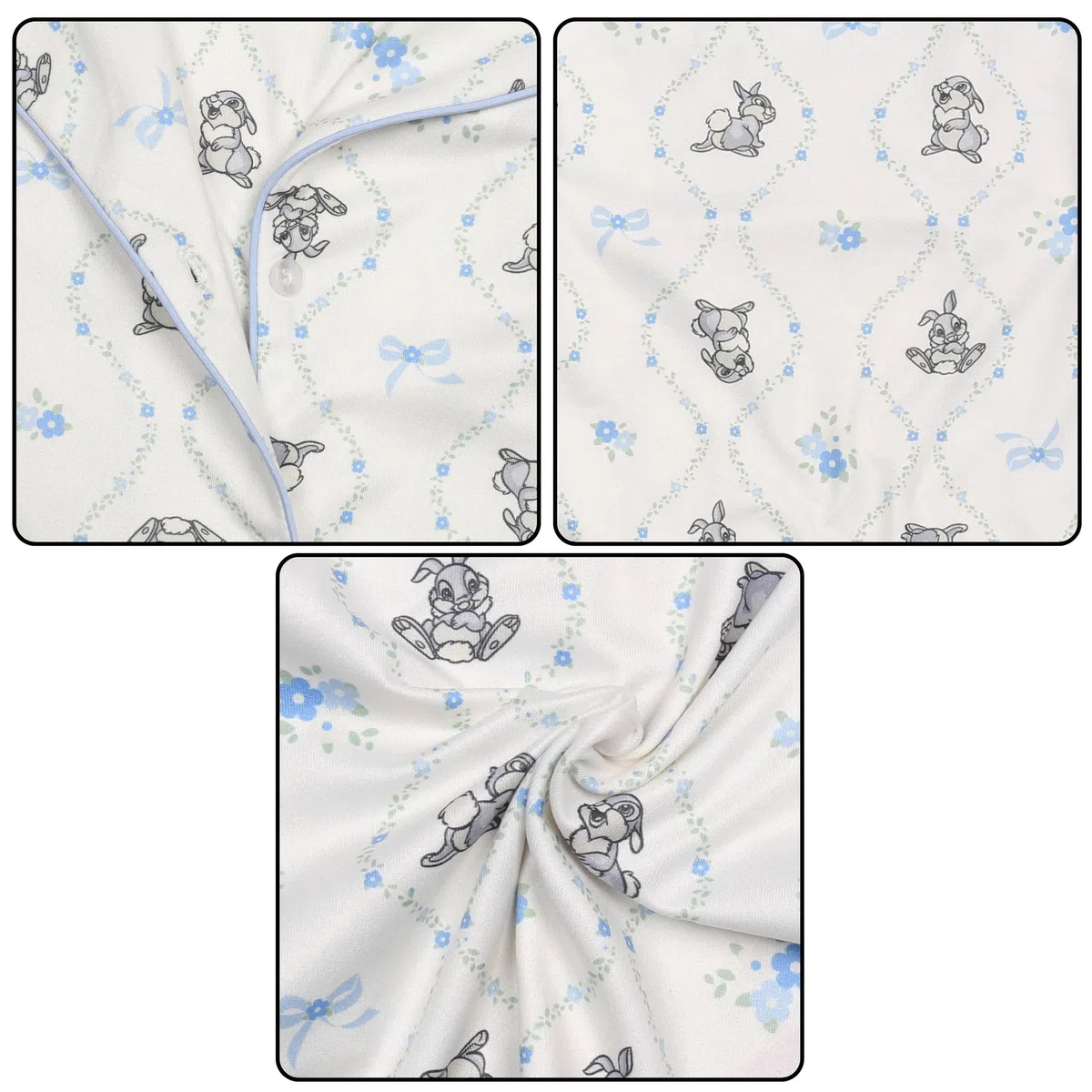 sarcia.eu Pijama de Mujer con Botones, Dos Piezas para el Verano, (Winnie, Bambi Thumper, Minnie Mickey) de Manga Corta