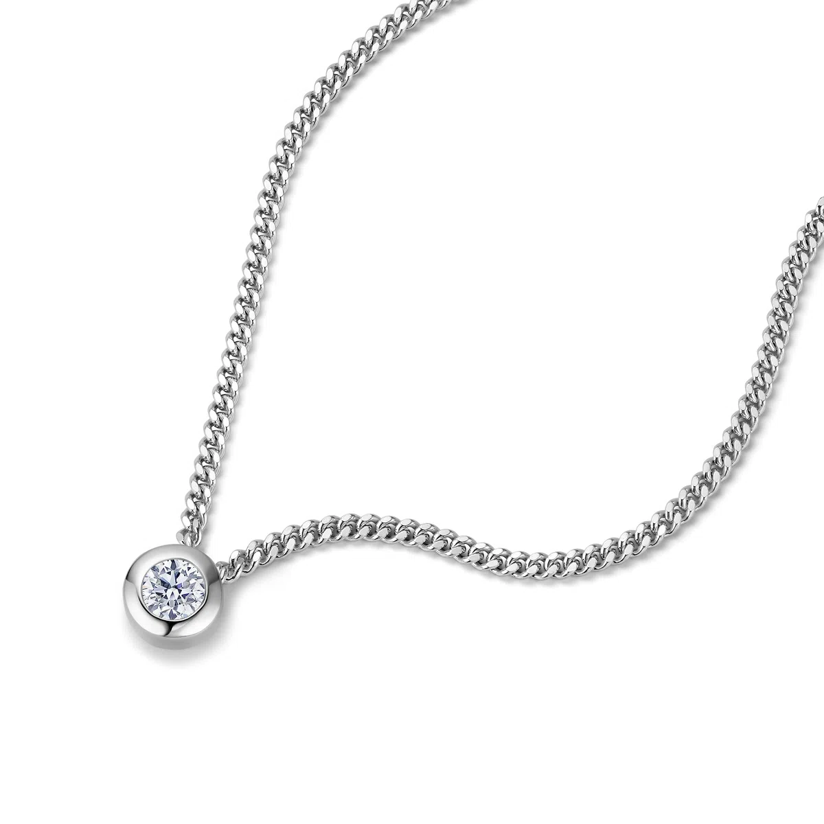 OROVI Collar de mujer de plata de ley 925 – Cadena de plata 925 para mujer, colgante de circonita, cadena de plata hipoalergénica de 46 cm, colgante de circonita, joya de plata, incluye elegante caja