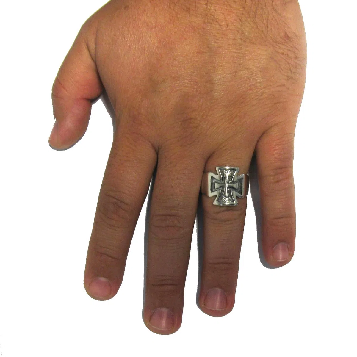 Anillo de plata de ley sólido 925 Cruzar R000272