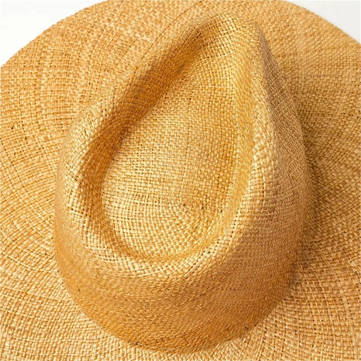 Sombrero Paja Sombrero Fedora de Paja ala Ancha Trenza Fina Hierba Preciosa Verano for Mujer Moda Jazz Playa Panamá Kentucky Derby | Natural