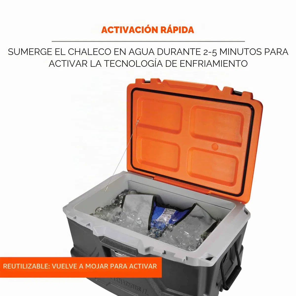 Ergodyne Chill-its 6665 Evaporative Cooling Vest - Embedded Polymers, Zipper Closure Chaleco de refrigeración Hombre (Pack de 1)