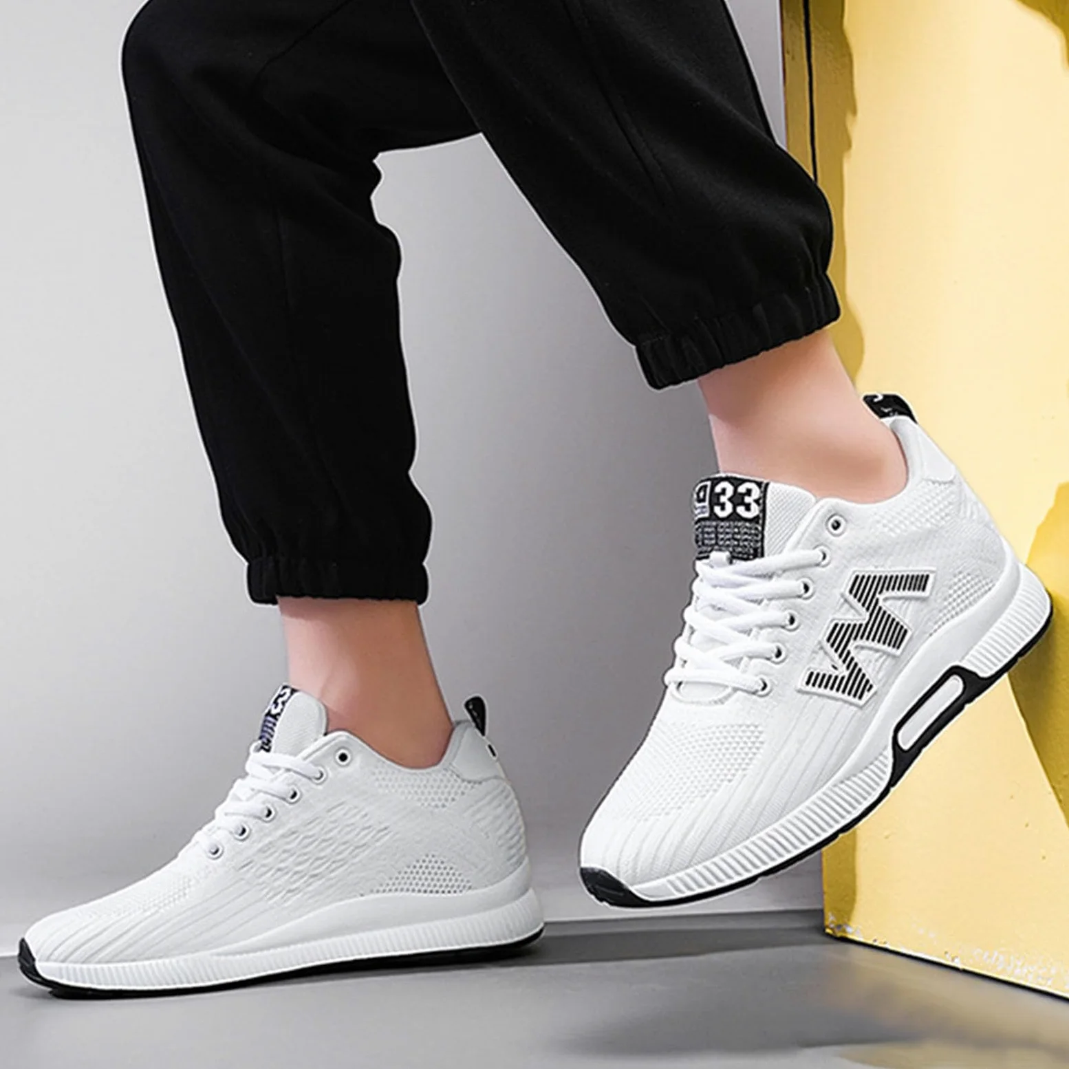 Zapatillas Deportivas Hombre con Alza Oculta Zapatos Malla Transpirables Ligeros Cordones Estilo Casual 10 cm