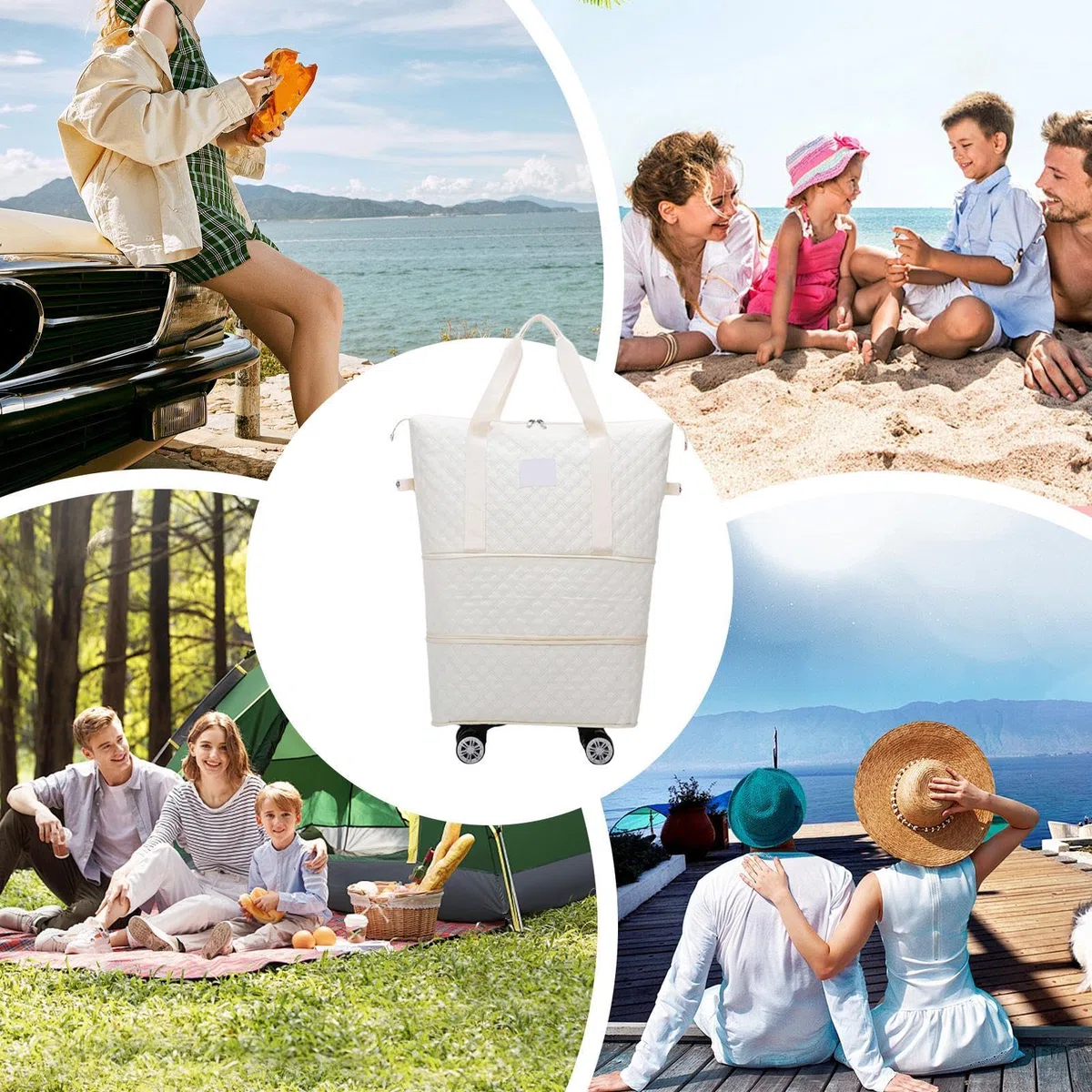 Genérico Bolsa de viaje plegable con ruedas, bolsa de viaje con ruedas | Bolsa de viaje con ruedas Bolsa de para llevar - Maleta extensible para equipaje de mano para viajes de padres