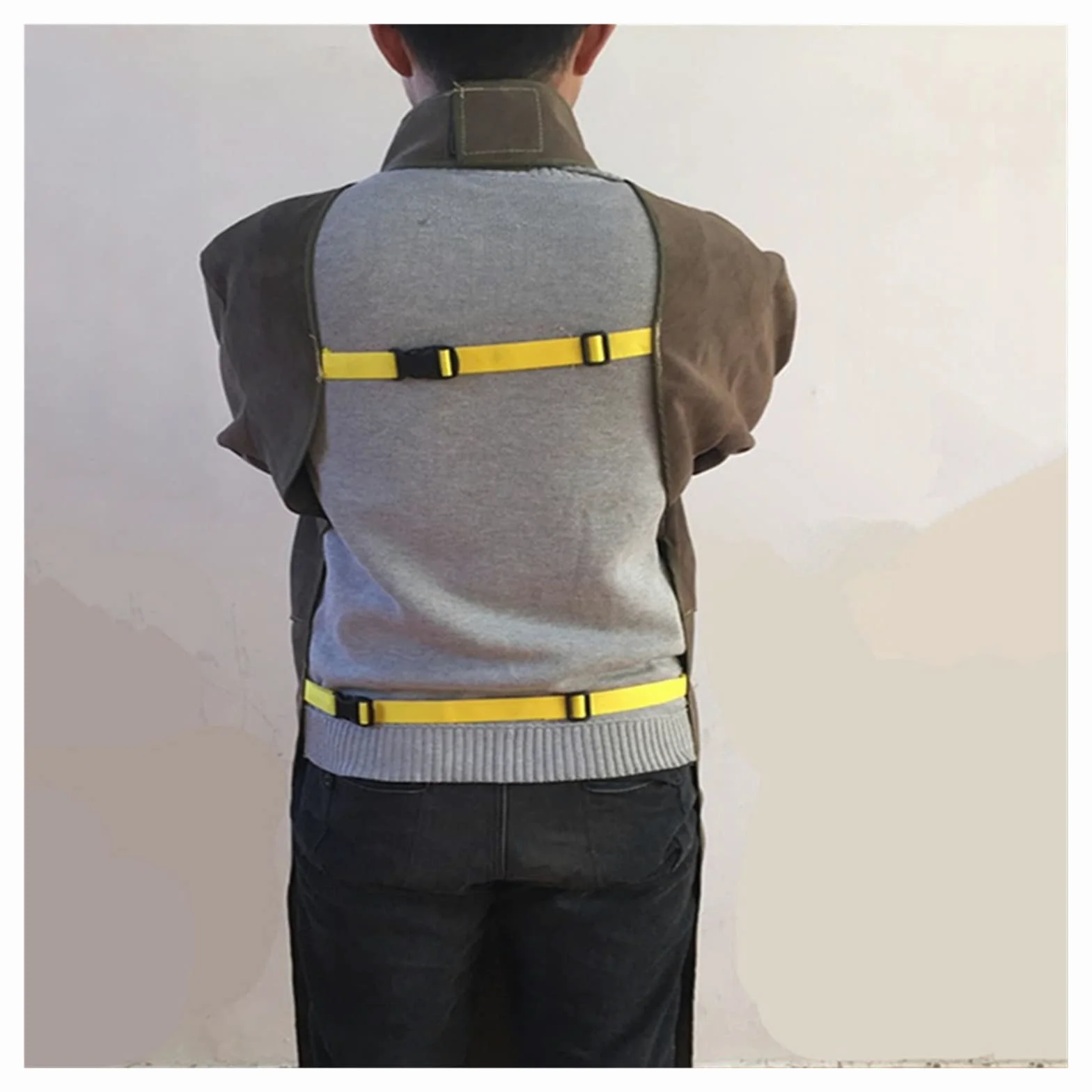 Soldador de cuero ropa soldadura llamadas soldador retardante en general siam del delantal traje protección metal líquido(Yellow stand collar,L)