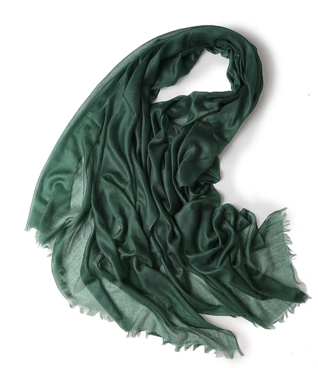 Puro Ring Cachemira Pashmina Bufanda Ligera Delgada Estola De Cachemira Lana Chal Con Flecos Mujer, 10 unidades. Dark Green, 200 cm X 100 cm