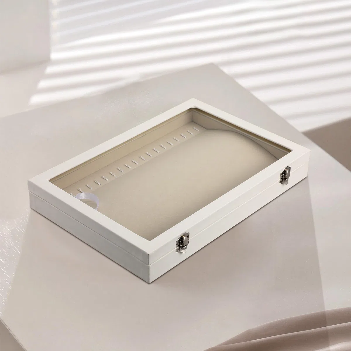 IMIKEYA Bandeja Organizadora para Collares de Madera Tapa Transparente, Caja para Joyas y Estuche Compacto para Colgantes, Adecuado para Viajar y Almacenar Collares de Forma Segura