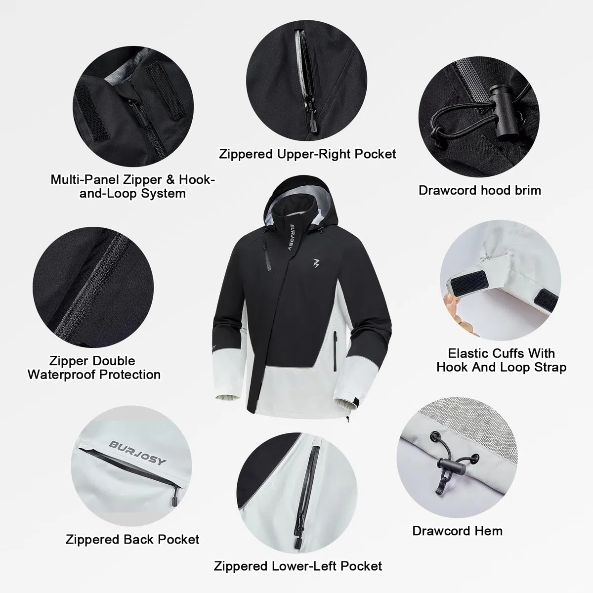 Chubasquero Hombre Impermeable y Transpirable Chaqueta de Lluvia con Bolsillo Trasero Ligera Plegable para Ciclismo Senderismo y Pesca