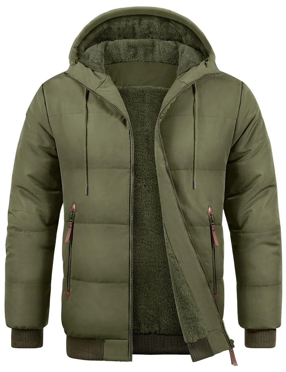 TOMEEK Chaqueta Hombre Invierno con Capucha Cálido Abrigo Hombres Cazadora Acolchada Forro Polar Casual Chaquetas con cremallera y Bolsillos Cómoda Cortavientos