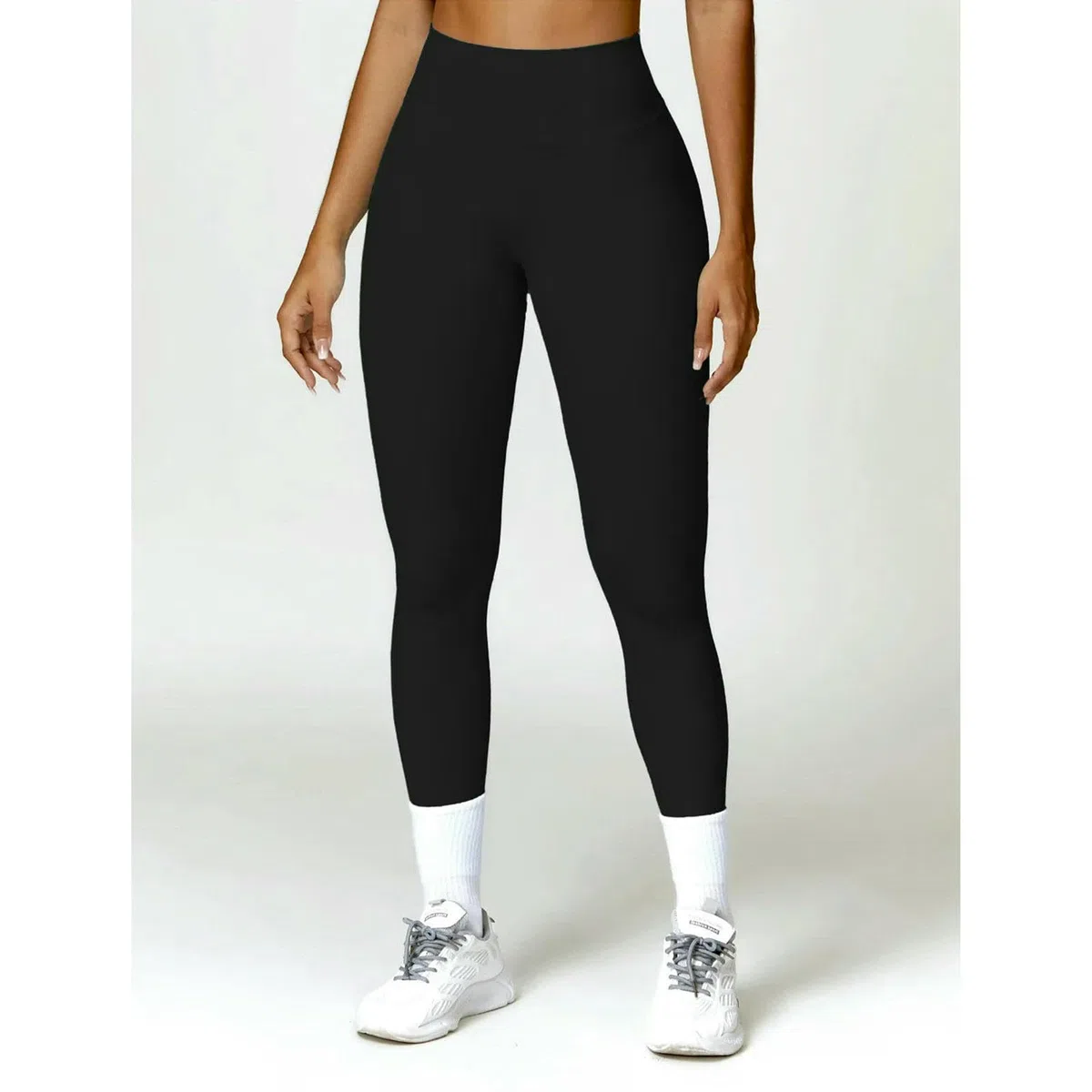 Pantalones de Yoga Mujer Ajustados Sin Costura para Deportes Femeninos Cintura Alta Hacer Ejercicio En El Gimnasio-Negro Avanzado-l
