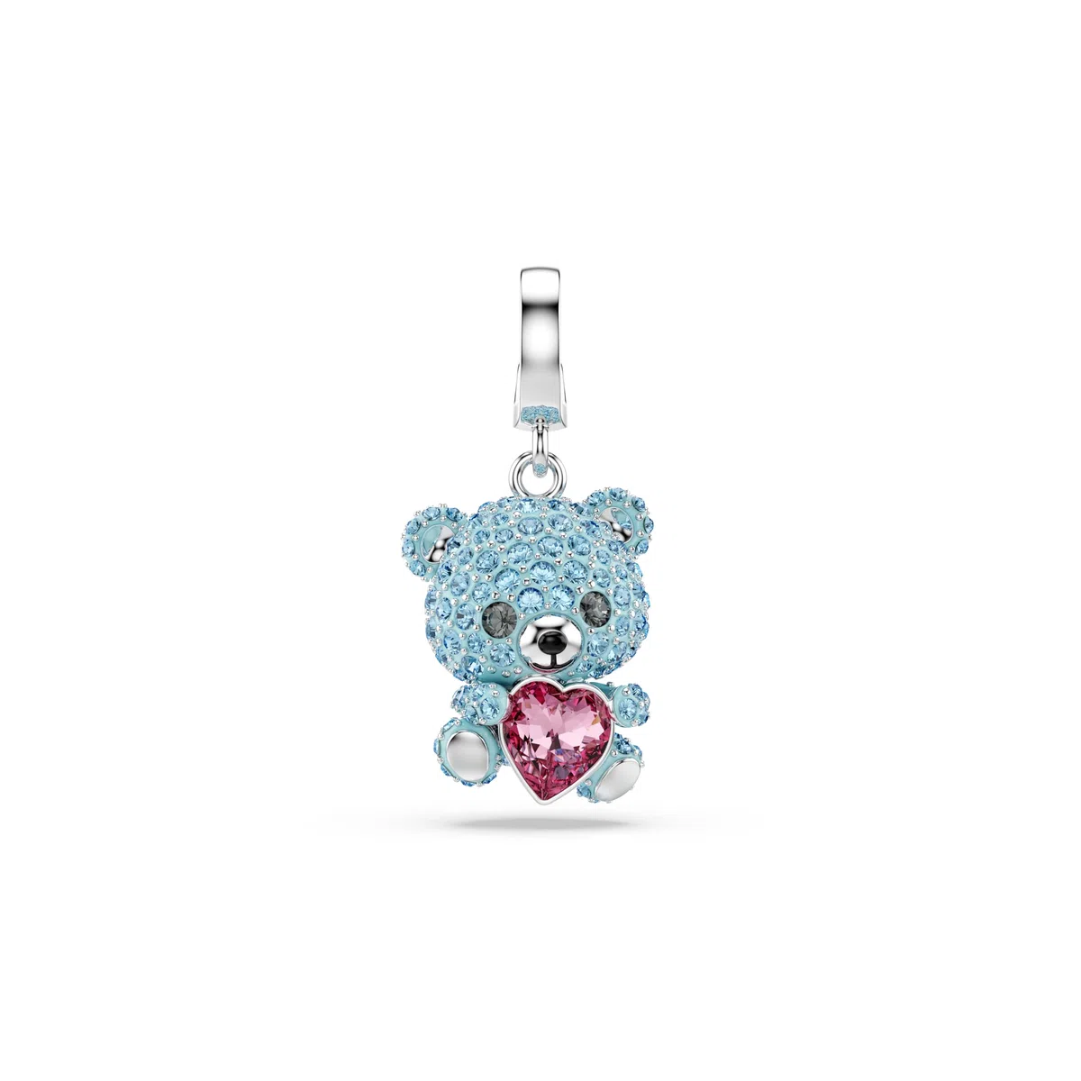 Swarovski Charm Idyllia, corte mixto, oso, azul, chapado en rodio