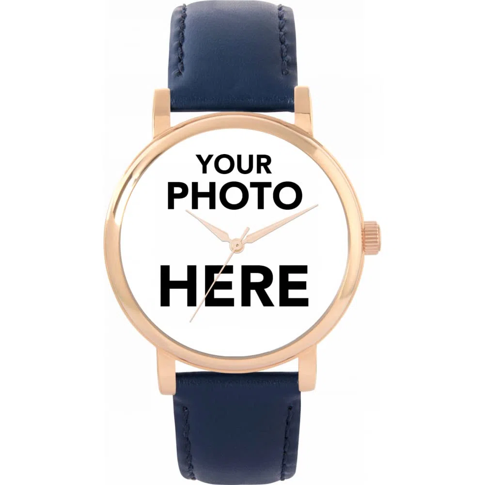 Regalos fotográficos Personalizados para Mujer, Pantalla analógica, Reloj con Movimiento de Cuarzo japonés con Caja de Oro Rosa, Reloj Grabado a Medida