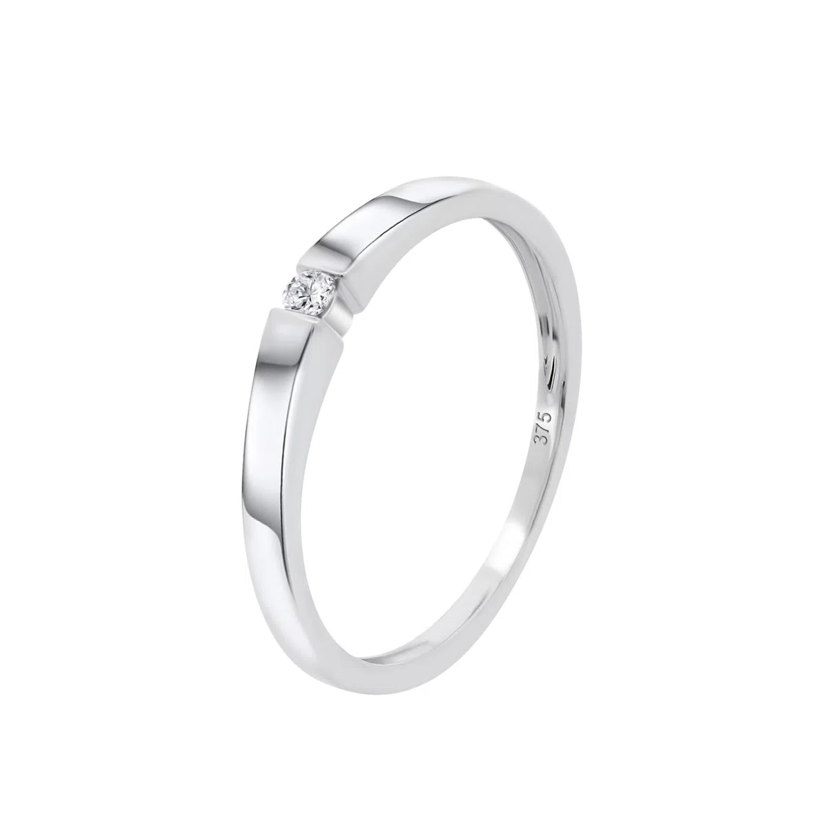 Time RoaD Anillo Mujer Minimalista con Diamante Oro Blanco 9K de 375 ml - Diseño Ergonómico y Ajuste Perfecto DIA00014 - Ideal para Compromiso - Pedida - Alianza - Promesa - Anillos Mujer