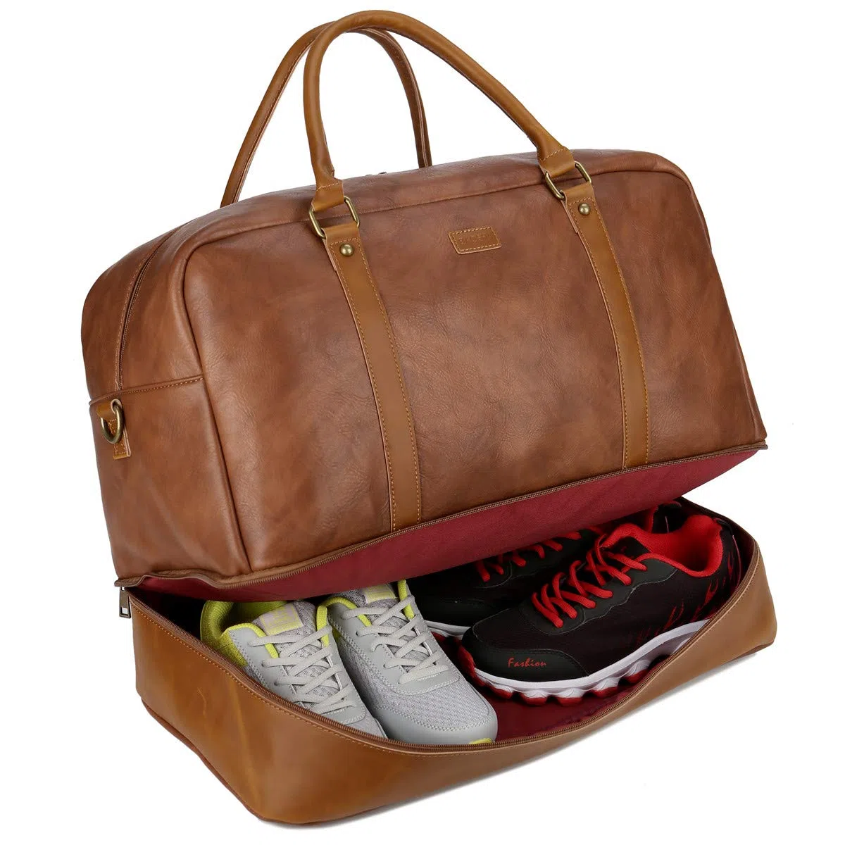 BAOSHA Bolsa de Viaje Grande de Piel sintética – Equipaje de Mano – Bolsa de Viaje – Bolsa de Fin de Semana con Compartimento para Zapatos para Hombre y Hombre – HB-38