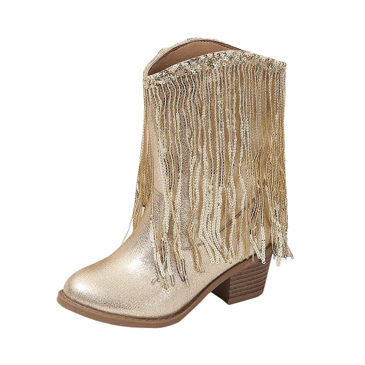 Botas Vaqueras oesteñas sólidas Cuero auténtico niñas con borlas diseño Informal para otoño Invierno